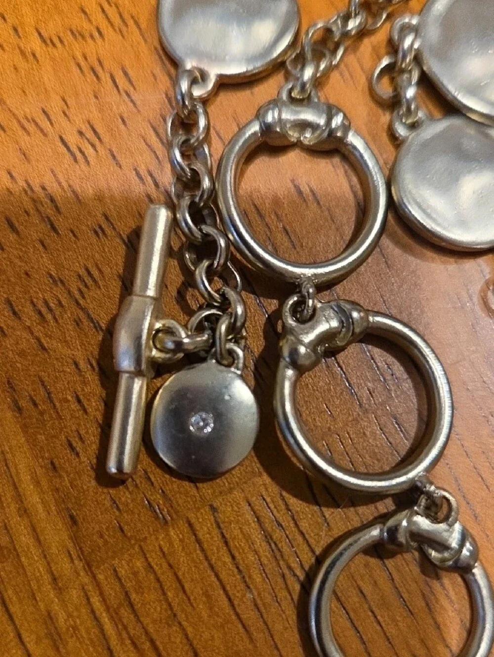 Jones New York Silver Disc-Link Necklace - Polished Concave Circles